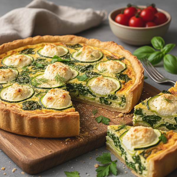 Creamy Spinach and Zucchini Quiche with Ricotta recipe