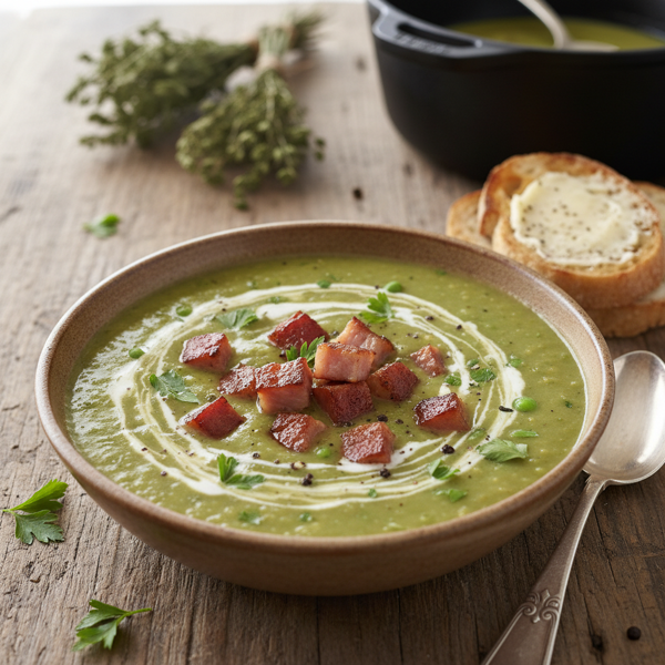 Creamy Split Pea Soup with Savory Ham recipe