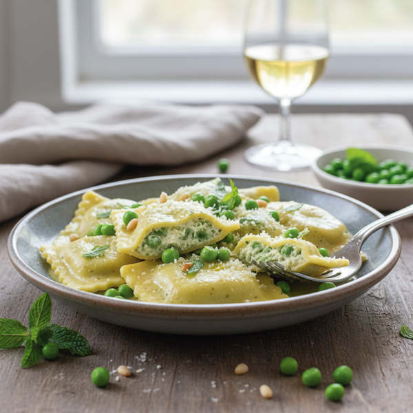 Creamy Spring Pea and Ricotta Ravioli recipe