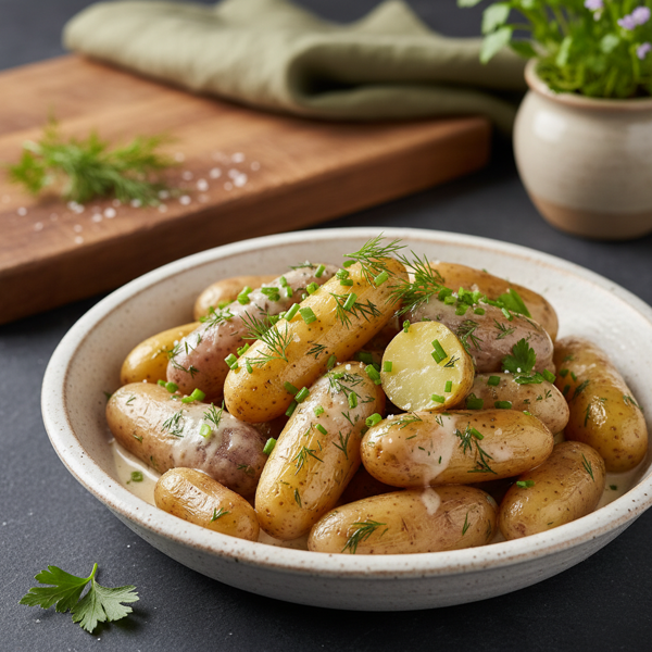 Creamy Steamed Fingerling Potatoes with Fresh Herbs recipe