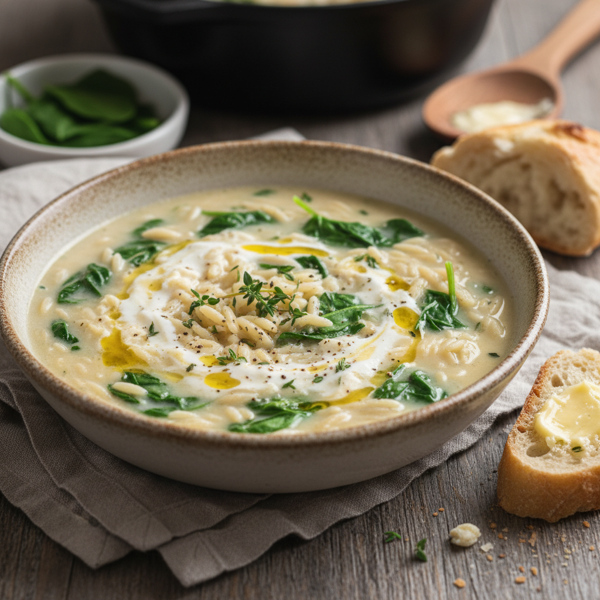Creamy Stracciatella Soup with Spinach and Orzo recipe