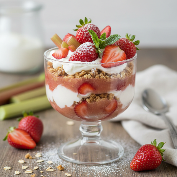 Creamy Strawberry-Rhubarb Delight recipe