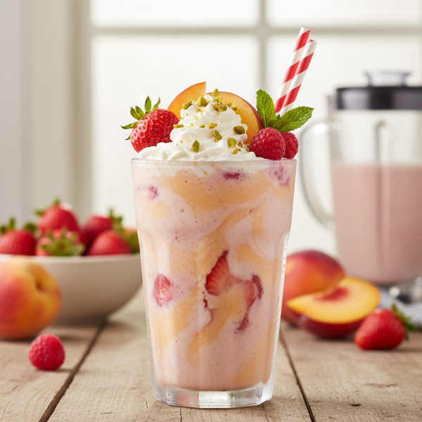 Creamy Strawberry Peach Delight Smoothie recipe