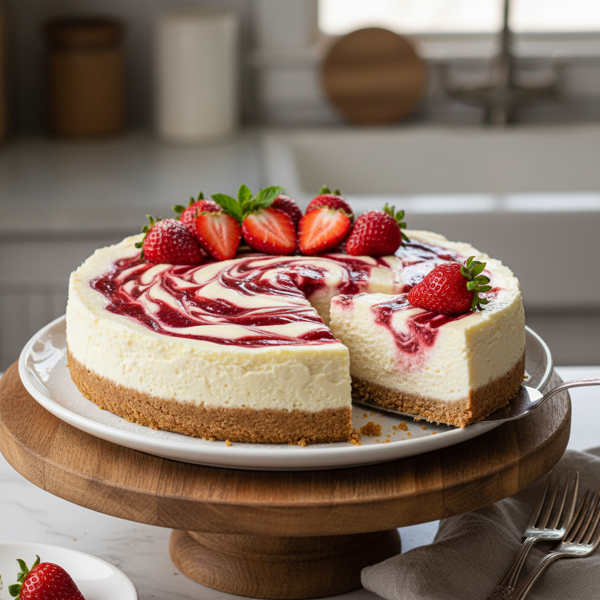 Creamy Strawberry Swirl Cheesecake Delight recipe