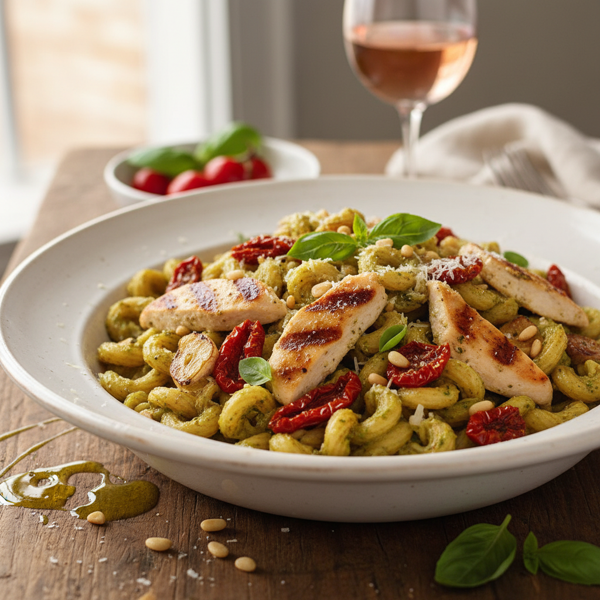 Creamy Sun-Dried Tomato Chicken Pesto Pasta recipe