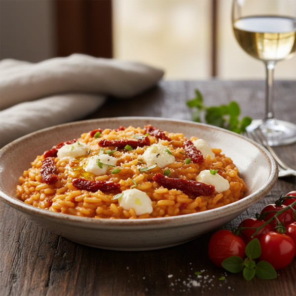 Creamy Sun-Dried Tomato and Mozzarella Risotto recipe