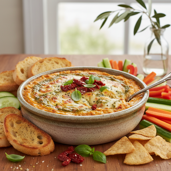 Creamy Sun-Dried Tomato and Pesto Cheese Dip recipe