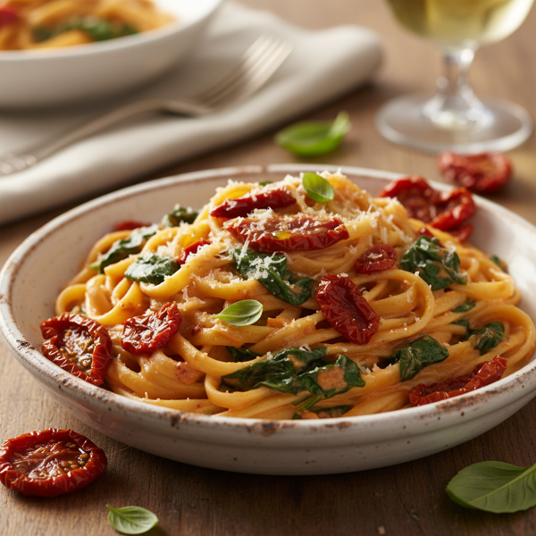 Creamy Sun-Dried Tomato and Spinach Alfredo recipe