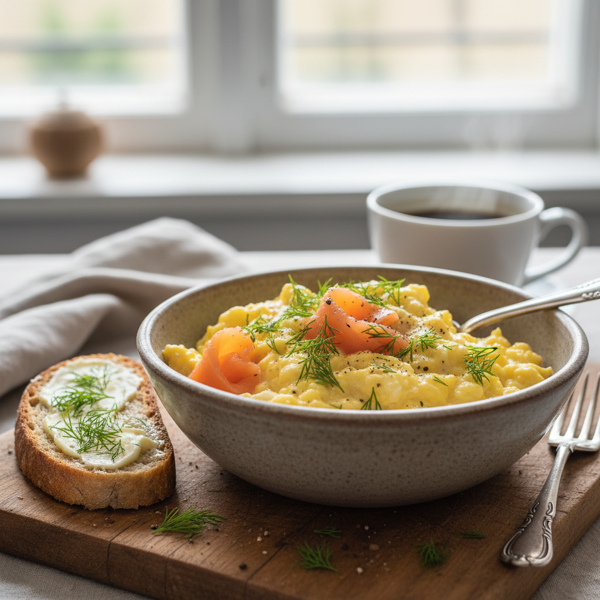 Creamy Swedish Scrambled Eggs with Dill recipe