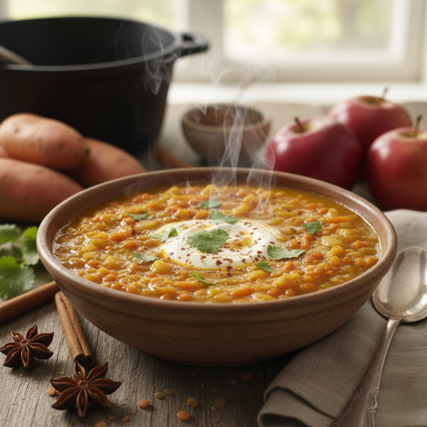 Creamy Sweet Potato, Carrot, Apple, and Red Lentil Delight recipe