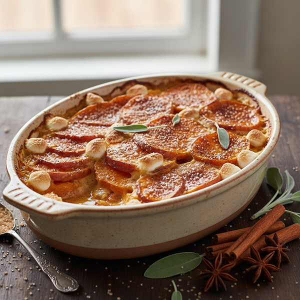 Creamy Sweet Potato Gratin with Cinnamon & Brown Sugar recipe