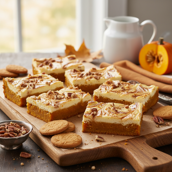 Creamy Swirled Pumpkin Delight Bars recipe