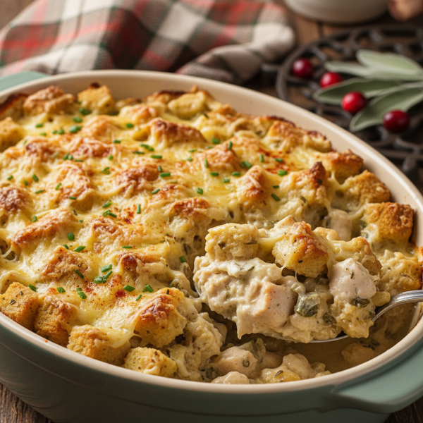 Creamy Swiss Chicken Stuffing Bake (Crock Pot) recipe