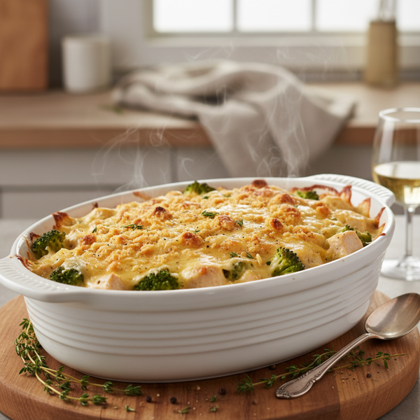 Creamy Swiss Chicken and Broccoli Bake recipe