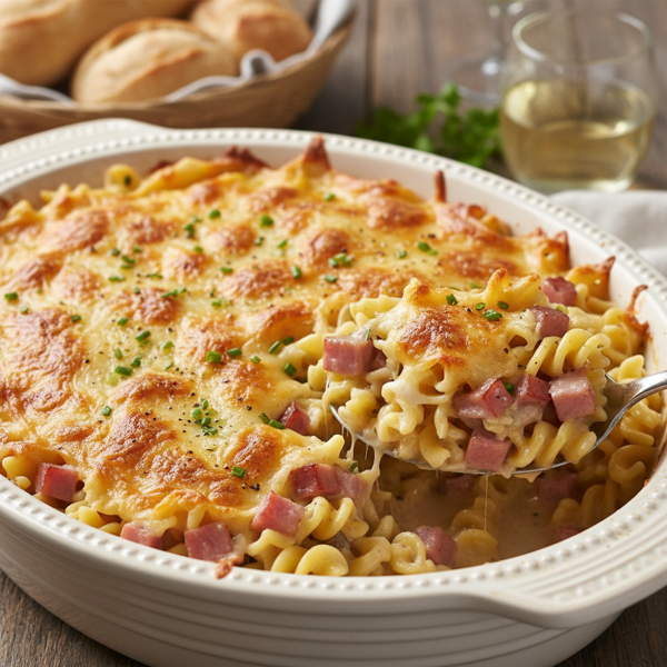 Creamy Swiss Ham & Noodle Bake recipe