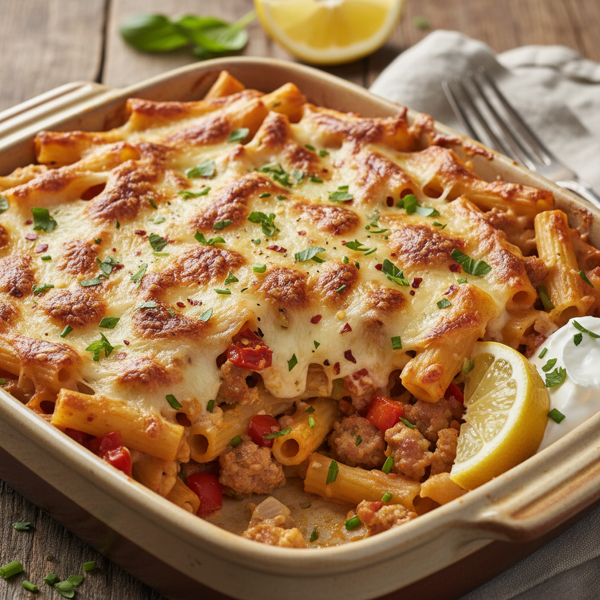 Creamy Tangy Ziti Bake recipe