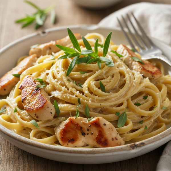 Creamy Tarragon Chicken Fettuccine recipe