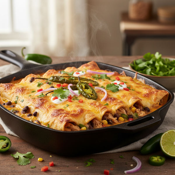 Creamy Tex-Mex Chicken Enchiladas Delight recipe