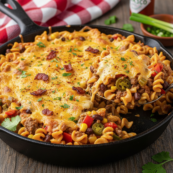 Creamy Texan Beef Noodle Bake recipe