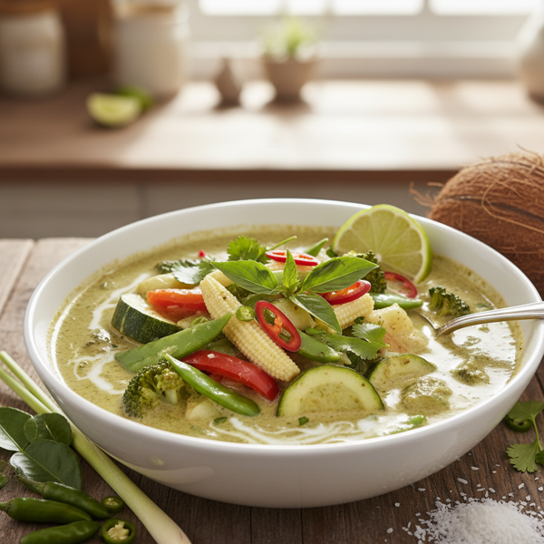 Creamy Thai Green Vegetable Curry with Coconut and Herbs recipe
