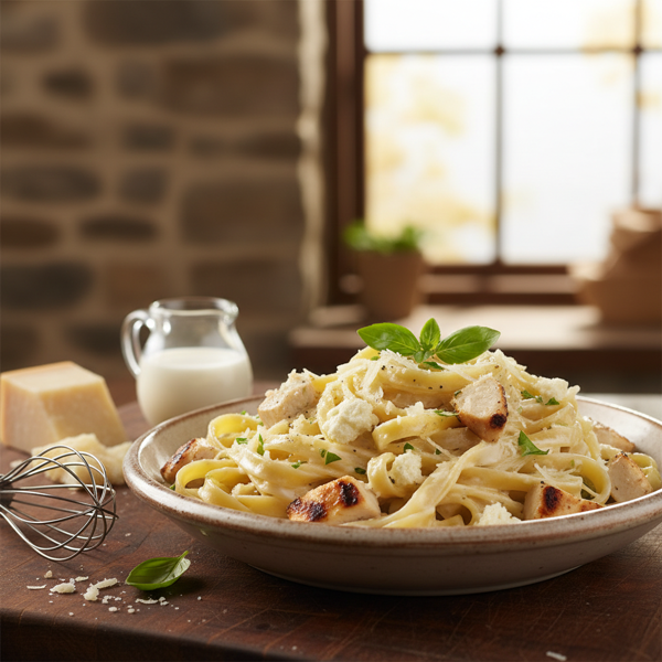 Creamy Three-Cheese Chicken Fettuccine Alfredo recipe