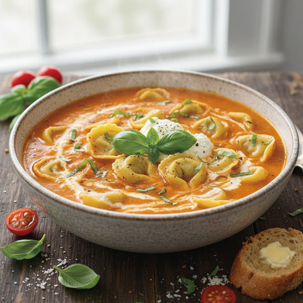 Creamy Tomato Basil Tortellini Soup recipe