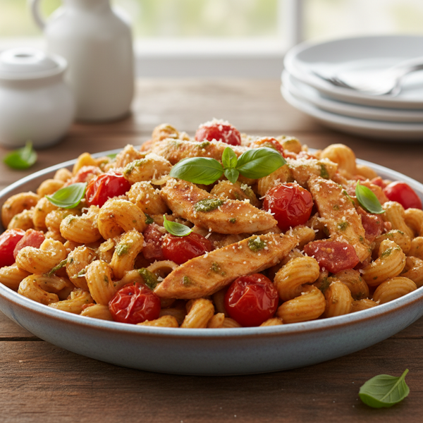 Creamy Tomato Pesto Chicken Pasta Delight recipe