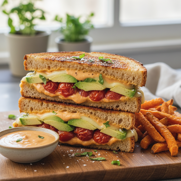 Creamy Tomato and Avocado Meltdown Sandwich recipe
