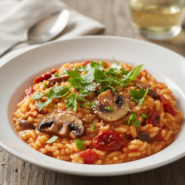 Creamy Tomato and Mushroom Risotto with Fresh Herbs recipe