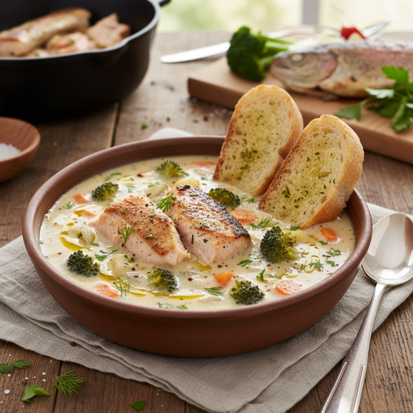 Creamy Trout and Broccoli Chowder recipe