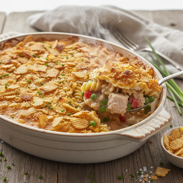 Creamy Tuna and Crunchy Potato Chip Bake recipe