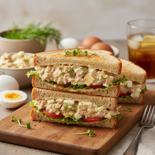 Creamy Tuna and Egg Delight Sandwiches recipe