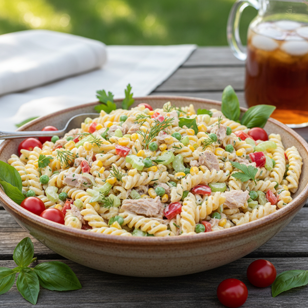 Creamy Tuna and Veggie Pasta Salad recipe