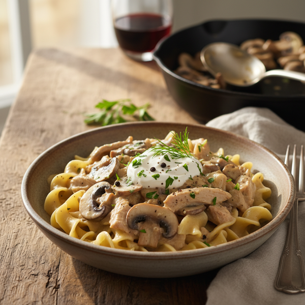 Creamy Turkey Mushroom Stroganoff recipe