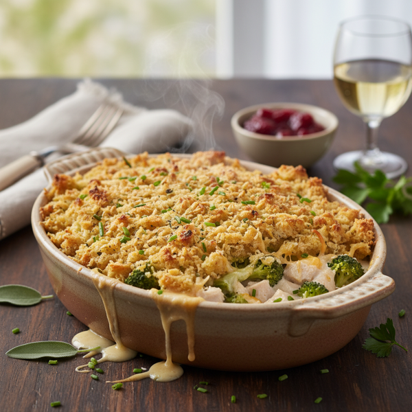 Creamy Turkey & Broccoli Bake with Stuffing Topping recipe