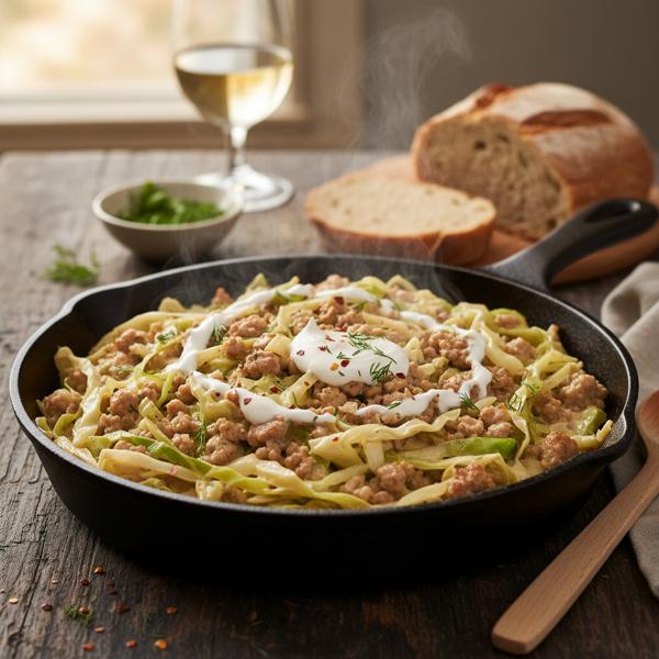 Creamy Turkey and Cabbage Skillet recipe