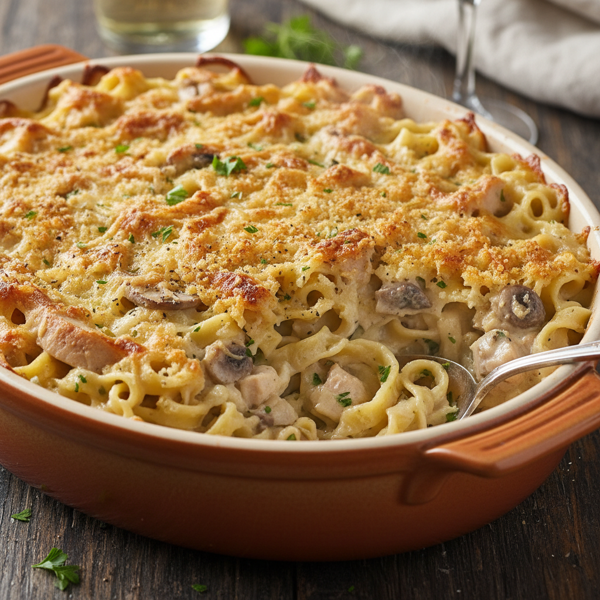 Creamy Turkey and Mushroom Tetrazzini Bake recipe