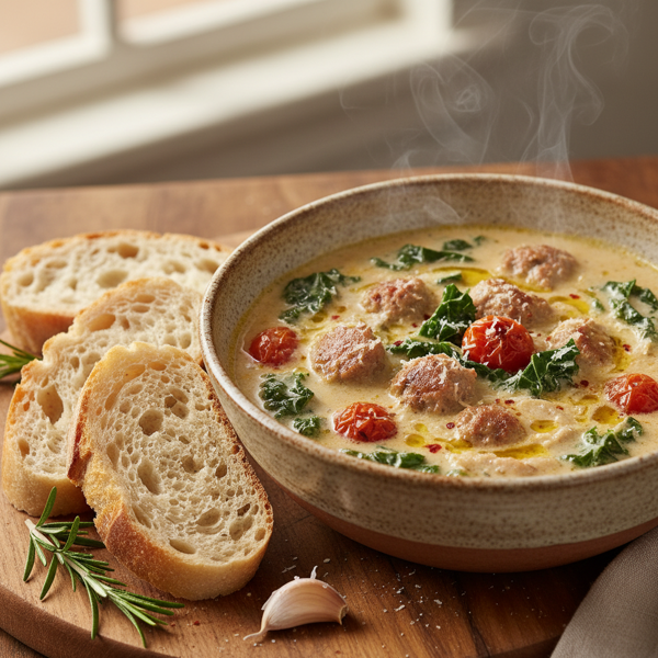Creamy Tuscan Sausage and Kale Soup recipe
