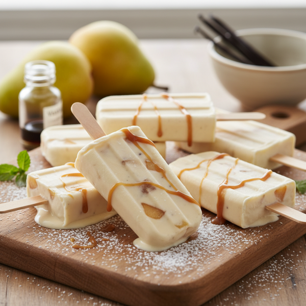Creamy Vanilla Pear Popsicles recipe