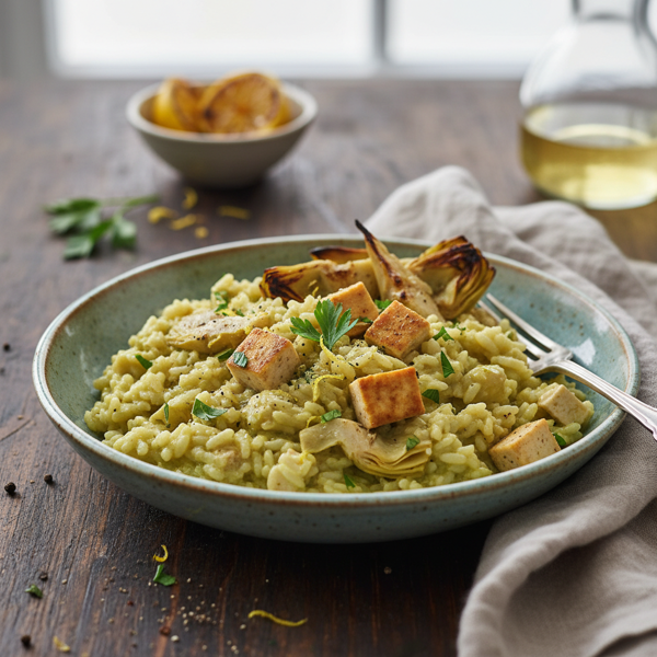 Creamy Vegan Artichoke and Tofu Risotto recipe