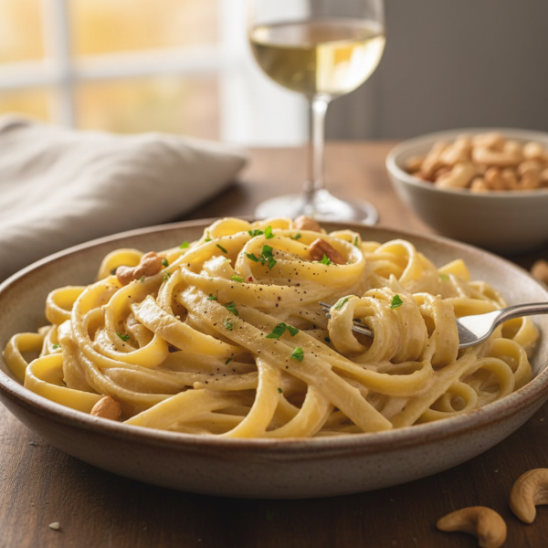 Creamy Vegan Fettuccine Alfredo with Cashew Sauce recipe