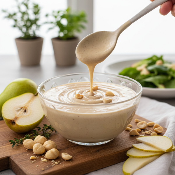 Creamy Vegan Pear & Macadamia Nut Dressing recipe