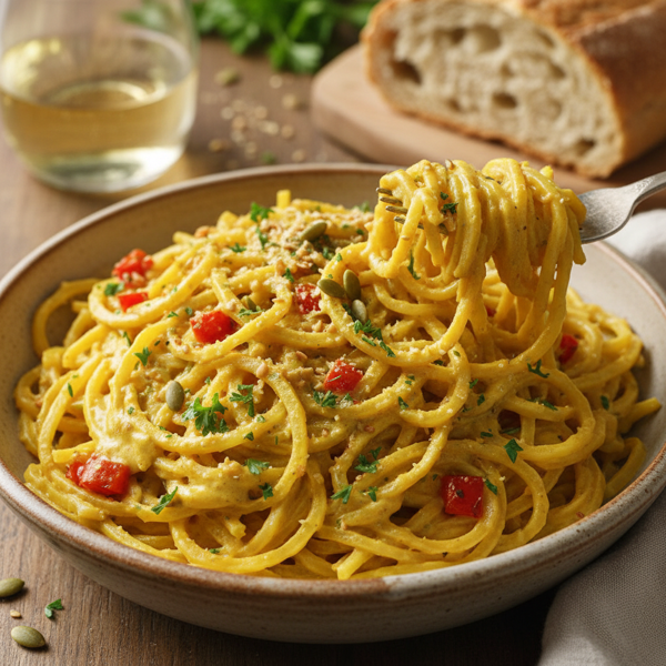 Creamy Vegan Spaghetti Squash with No-Cheese Sauce recipe