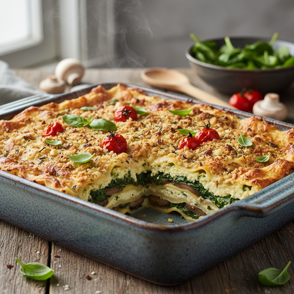 Creamy Vegan Spinach and Mushroom Lasagna recipe