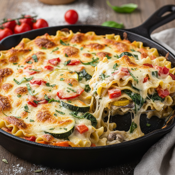 Creamy Vegetable Skillet Lasagna recipe