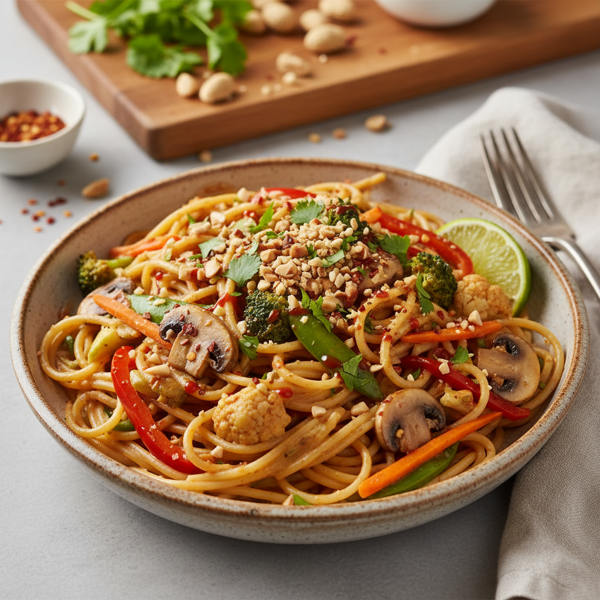 Creamy Veggie-Packed Peanut Pasta Delight recipe