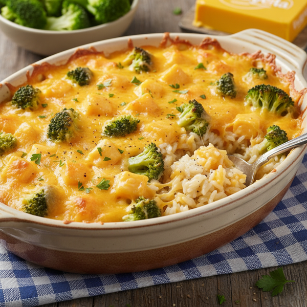 Creamy Velveeta Broccoli Rice Bake recipe