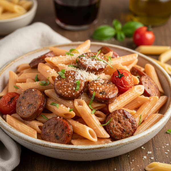 Creamy Vodka Penne with Italian Sausages recipe