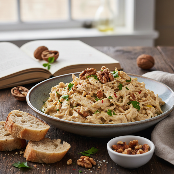 Creamy Walnut-Infused Shredded Chicken recipe