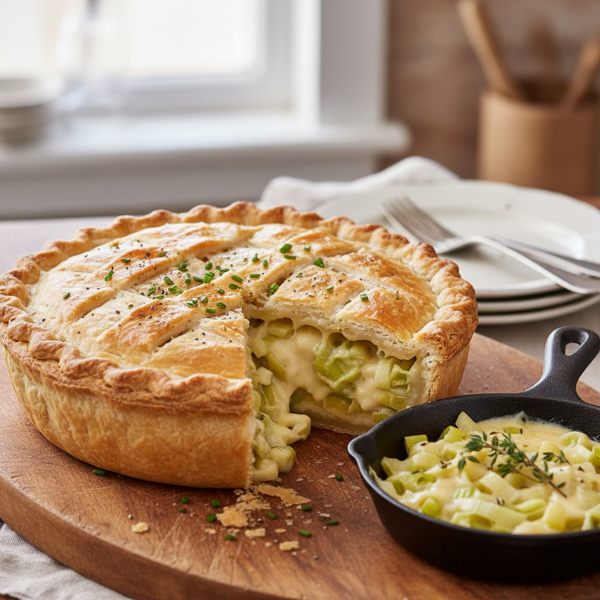 Creamy Welsh Leek and Cheese Pie recipe